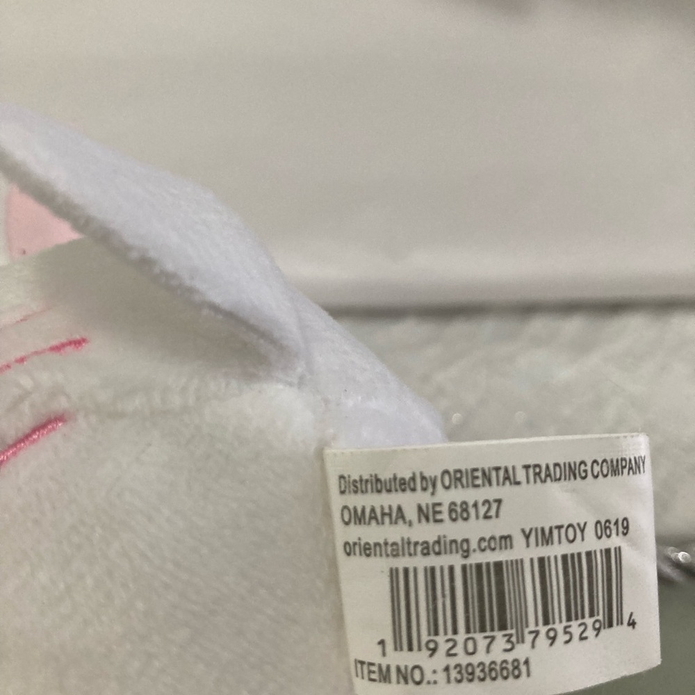 Adorable White and Pink Stuffed Bunny - Picture 5 of 5